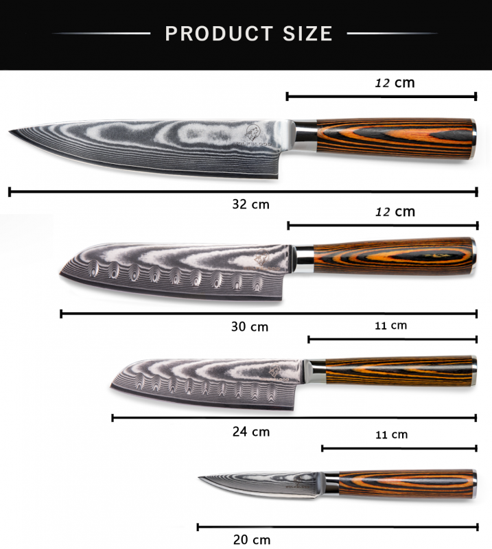 Wolfblood Zeuß Set Santoku Damastmesser Küchenmesser LH Lifestyle Kochmesser